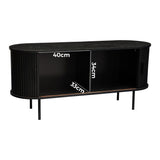 NNEDSZ Ribbed Black Sideboard with Sliding Doors