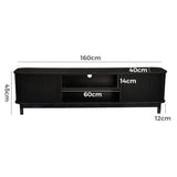 NNEDSZ 160cm Ribbed Black Entertainment Unit