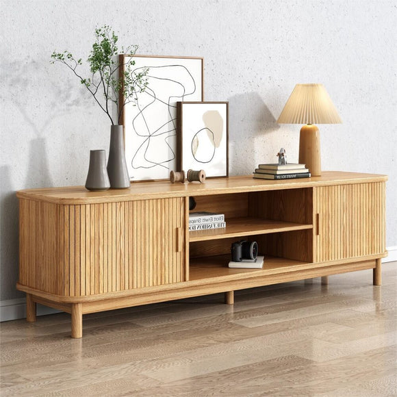 NNEDSZ 160cm Ribbed Natural Entertainment Unit