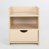 NNEDSZ Bedside Table Side Storage Cabinet Nightstand Bedroom 1 Drawer 2 Shelf LARK OAK