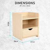 NNEDSZ Bedside Table Side Storage Cabinet Nightstand Bedroom 1 Drawer 2 Shelf LARK OAK