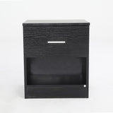 NNEDSZ 2X Bedside Table Side Storage Cabinet Nightstand Bedroom 1 Drawer 1 Shelf ELLA - BLACK