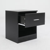 NNEDSZ 2X Bedside Table Side Storage Cabinet Nightstand Bedroom 1 Drawer 1 Shelf ELLA - BLACK