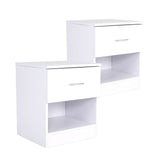 NNEDSZ 2X Bedside Tables Storage Cabinet Nightstand 1 Drawer 1 Shelf ELLA WHITE