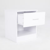 NNEDSZ 2X Bedside Tables Storage Cabinet Nightstand 1 Drawer 1 Shelf ELLA WHITE
