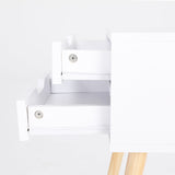 NNEDSZ Bedside Table 2 Drawer Wood Leg Storage Cabinet Nightstand SUZY WHITE