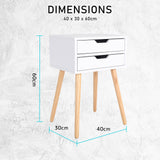 NNEDSZ Bedside Table 2 Drawer Wood Leg Storage Cabinet Nightstand SUZY WHITE