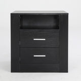 NNEDSZ Bedside Table Side Storage Cabinet Nightstand Bedroom 2 Drawer 1 Shelf ZURI BLACK