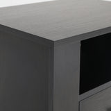 NNEDSZ Bedside Table Side Storage Cabinet Nightstand Bedroom 2 Drawer 1 Shelf ZURI BLACK