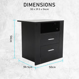 NNEDSZ Bedside Table Side Storage Cabinet Nightstand Bedroom 2 Drawer 1 Shelf ZURI BLACK