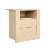 NNEDSZ Bedside Table Side Storage Cabinet Nightstand Bedroom 2 Drawer 1 Shelf ZURI OAK