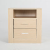 NNEDSZ Bedside Table Side Storage Cabinet Nightstand Bedroom 2 Drawer 1 Shelf ZURI OAK