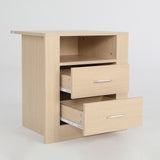NNEDSZ Bedside Table Side Storage Cabinet Nightstand Bedroom 2 Drawer 1 Shelf ZURI OAK
