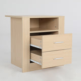 NNEDSZ Bedside Table Side Storage Cabinet Nightstand Bedroom 2 Drawer 1 Shelf ZURI OAK