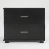 NNEDSZ Bedside Table Side Storage Cabinet Nightstand Bedroom 2 Drawer Legs ETTA BLACK
