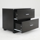 NNEDSZ Bedside Table Side Storage Cabinet Nightstand Bedroom 2 Drawer Legs ETTA BLACK