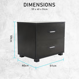 NNEDSZ Bedside Table Side Storage Cabinet Nightstand Bedroom 2 Drawer Legs ETTA BLACK