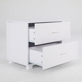 NNEDSZ Bedside Table Side Storage Cabinet Nightstand Bedroom 2 Drawer Legs ETTA WHITE