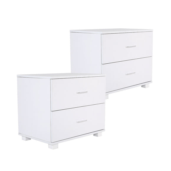 NNEDSZ 2X Bedside Table Side Storage Cabinet Nightstand Bedroom 2 Drawer Legs ETTA WHITE