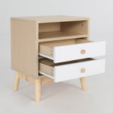 NNEDSZ Bedside Table Side Storage Cabinet Nightstand Bedroom 2 Drawer ANYA OAK