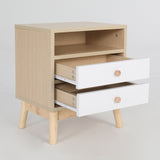 NNEDSZ 2X Bedside Table Side Storage Cabinet Nightstand Bedroom 2 Drawer ANYA OAK