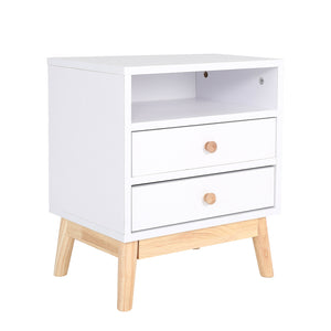 NNEDSZ Bedside Table Side Storage Cabinet Nightstand Bedroom 2 Drawer ANYA - WHITE
