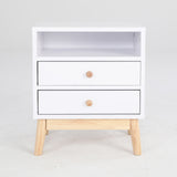 NNEDSZ Bedside Table Side Storage Cabinet Nightstand Bedroom 2 Drawer ANYA - WHITE