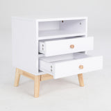 NNEDSZ Bedside Table Side Storage Cabinet Nightstand Bedroom 2 Drawer ANYA - WHITE