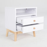 NNEDSZ Bedside Table Side Storage Cabinet Nightstand Bedroom 2 Drawer ANYA - WHITE