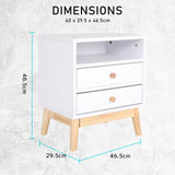 NNEDSZ 2X Bedside Table Side Storage Cabinet Nightstand Bedroom 2 Drawer ANYA - WHITE
