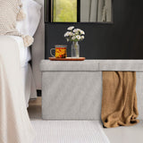 Foldable Storage Ottoman - Flip Lid Side Table Toy Blanket Organiser Seat KIRA GREY