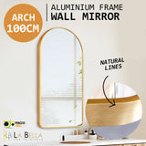 NNEDSZ Wall Arch Mirror Arc Aluminum Frame Bathroom 50x100cm GOLD