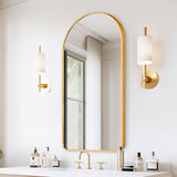 NNEDSZ Wall Arch Mirror Arc Aluminum Frame Bathroom 50x100cm GOLD