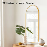 NNEDSZ Wall Arch Mirror Arc Aluminum Frame Bathroom 50x100cm GOLD