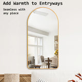 NNEDSZ Wall Arch Mirror Arc Aluminum Frame Bathroom 50x100cm GOLD