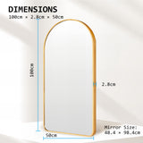 NNEDSZ Wall Arch Mirror Arc Aluminum Frame Bathroom 50x100cm GOLD