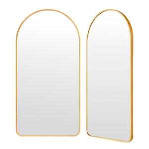 NNEDSZ 2 Set Wall Arch Mirror Arc Aluminum Frame Bathroom 50x100cm GOLD