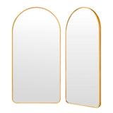 NNEDSZ 2 Set Wall Arch Mirror Arc Aluminum Frame Bathroom 50x100cm GOLD