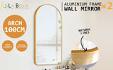NNEDSZ 2 Set Wall Arch Mirror Arc Aluminum Frame Bathroom 50x100cm GOLD