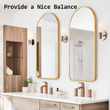NNEDSZ 2 Set Wall Arch Mirror Arc Aluminum Frame Bathroom 50x100cm GOLD