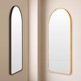 NNEDSZ 2 Set Wall Arch Mirror Arc Aluminum Frame Bathroom 50x100cm GOLD