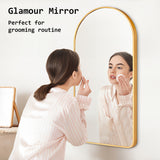 NNEDSZ 2 Set Wall Arch Mirror Arc Aluminum Frame Bathroom 50x100cm GOLD