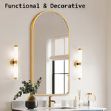NNEDSZ 2 Set Wall Arch Mirror Arc Aluminum Frame Bathroom 50x100cm GOLD