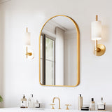 NNEDSZ Wall Arch Mirror Arc Aluminum Frame Bathroom 50x80cm GOLD