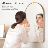NNEDSZ Wall Arch Mirror Arc Aluminum Frame Bathroom 50x80cm GOLD