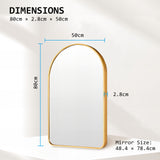 NNEDSZ Wall Arch Mirror Arc Aluminum Frame Bathroom 50x80cm GOLD