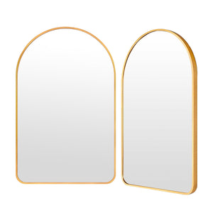 NNEDSZ 2 Set Wall Arch Mirror Arc Aluminum Frame Bathroom 50x80cm GOLD