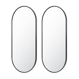 NNEDSZ 2 Set Wall Mirror Oval Aluminum Frame Bathroom 45x100cm BLACK