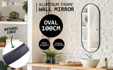 NNEDSZ 2 Set Wall Mirror Oval Aluminum Frame Bathroom 45x100cm BLACK