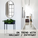 NNEDSZ 2 Set Wall Mirror Oval Aluminum Frame Bathroom 45x100cm BLACK